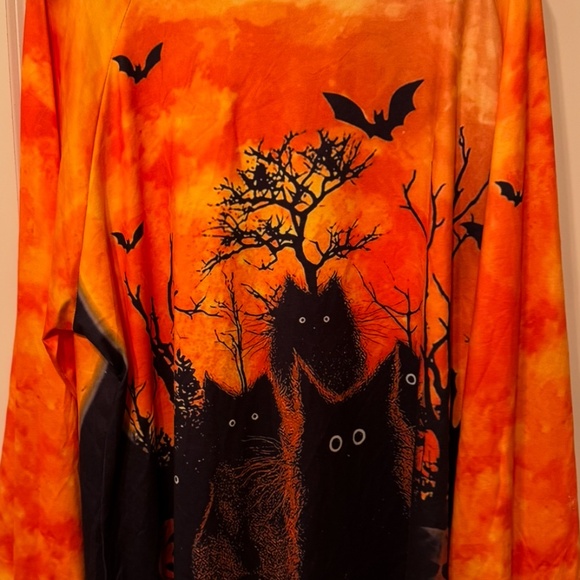 BloomChic Halloween Cats & Pumpkins V-Neck Long Sleeve Top – Plus - Picture 7 of 11